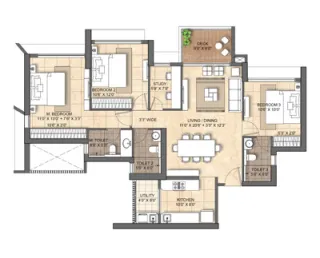 2.5 BHK Unit Plan of Shapoorji Pallonji